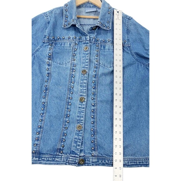 VTG Liz & Me Women’s Studded Blue Denim Cotton Trucker Style Jean Jacket 0X - Picture 10 of 12